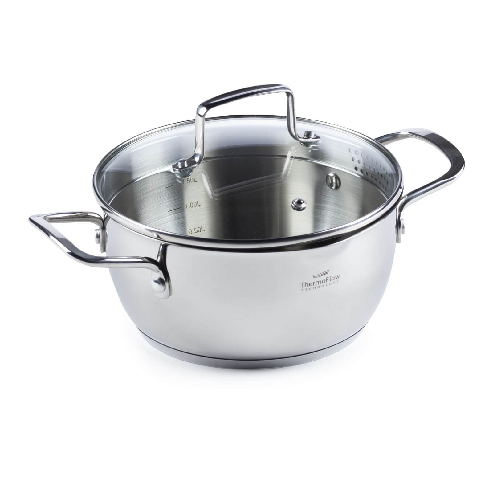 Rosmarino garnek stalowy z pokrywą szklaną Pour&Cook II – 2,6 L, 20 cm