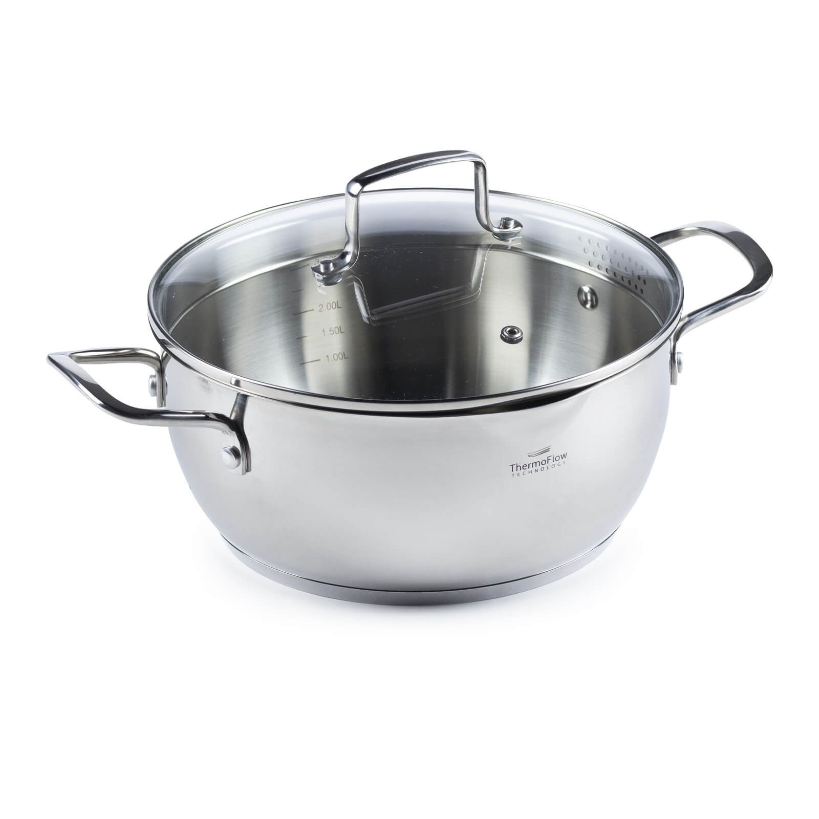 Rosmarino garnek stalowy z pokrywą szklaną Pour&Cook II – 4,2 L, 24 cm