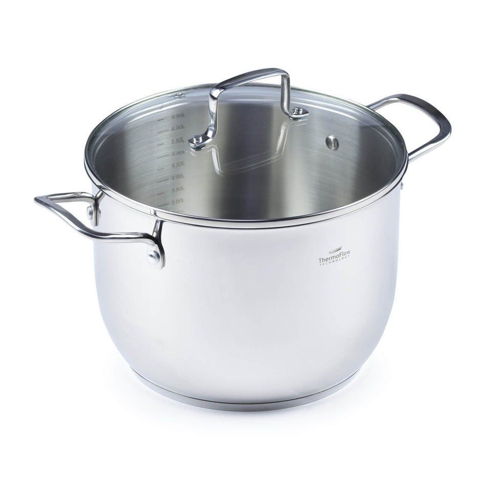 Rosmarino garnek stalowy z pokrywą szklaną Pour&Cook II – 7 L, 24 cm