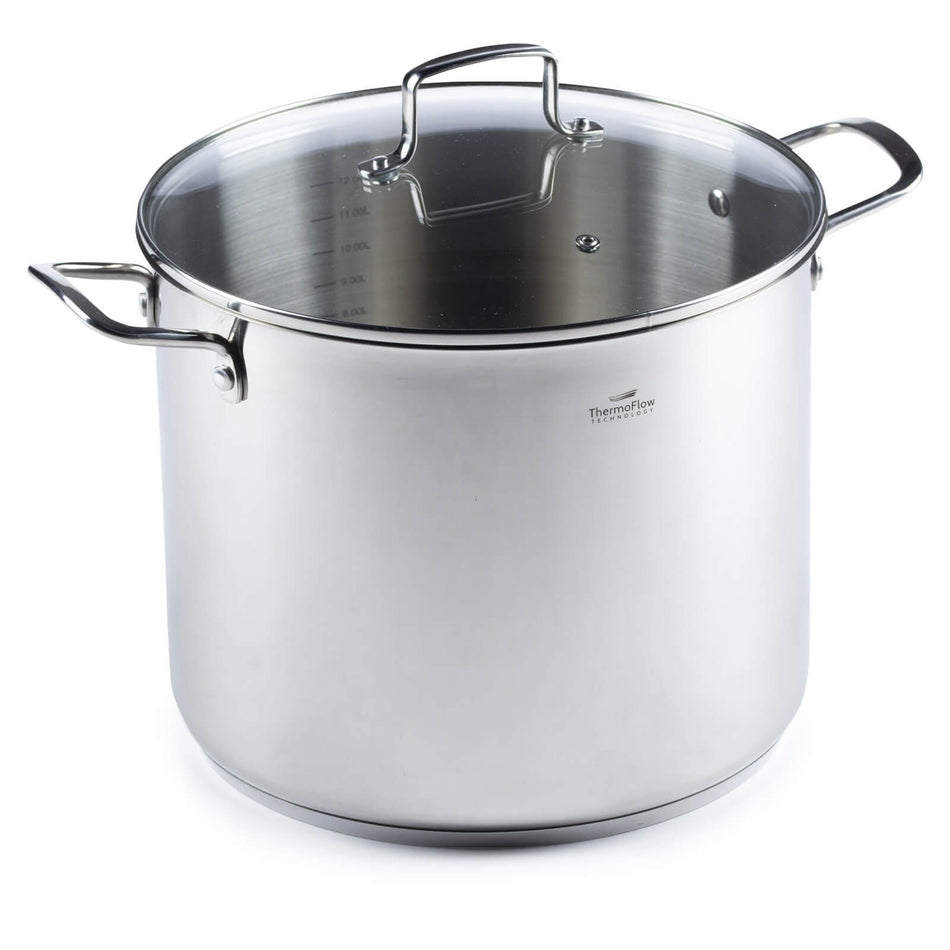 Rosmarino garnek stalowy z pokrywą szklaną Pour&Cook II – 14 L, 28 cm