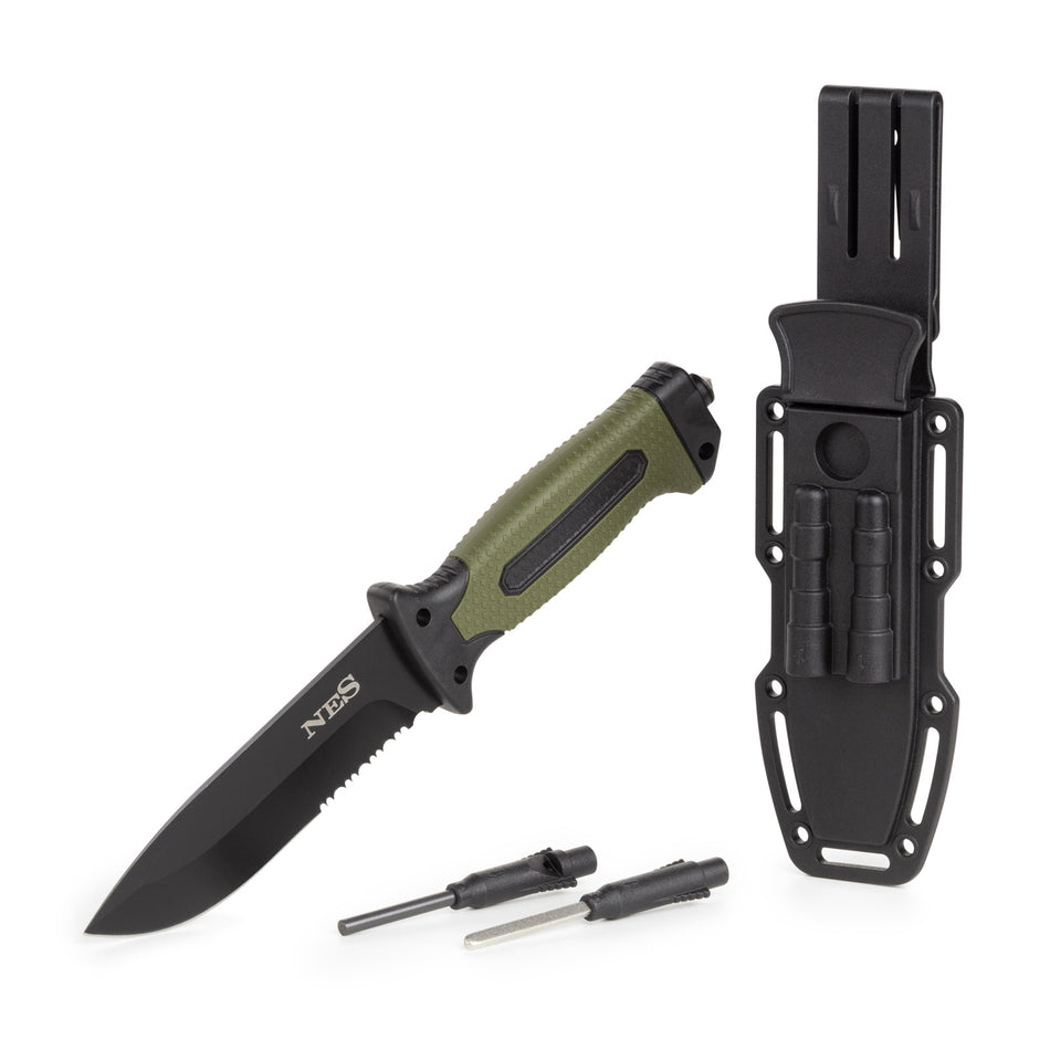 Nóż survivalowy NES Move Adventure z 4 akcesoriami – ostrze 13,5 cm