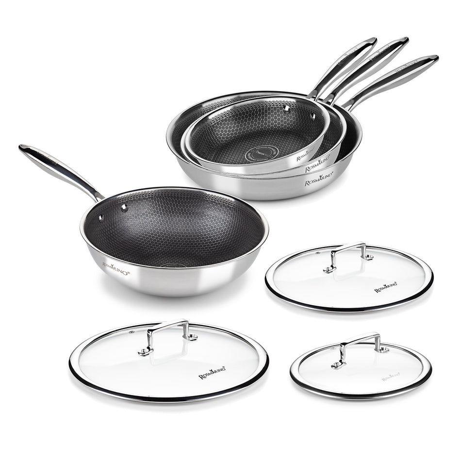 7-częściowy zestaw patelni Rosmarino HexaPro z pokrywkami