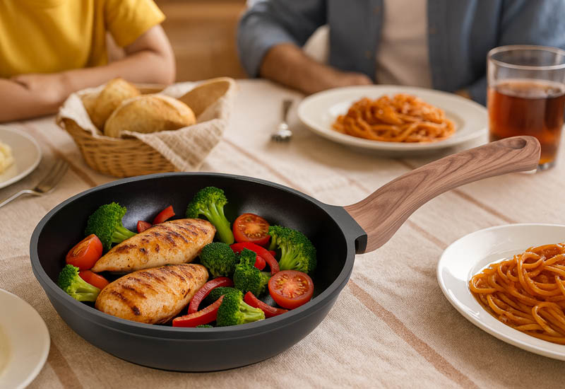 Wybrane materiały wysokiej jakości zapewniają szybkie gotowanie i długą żywotność naczyń.