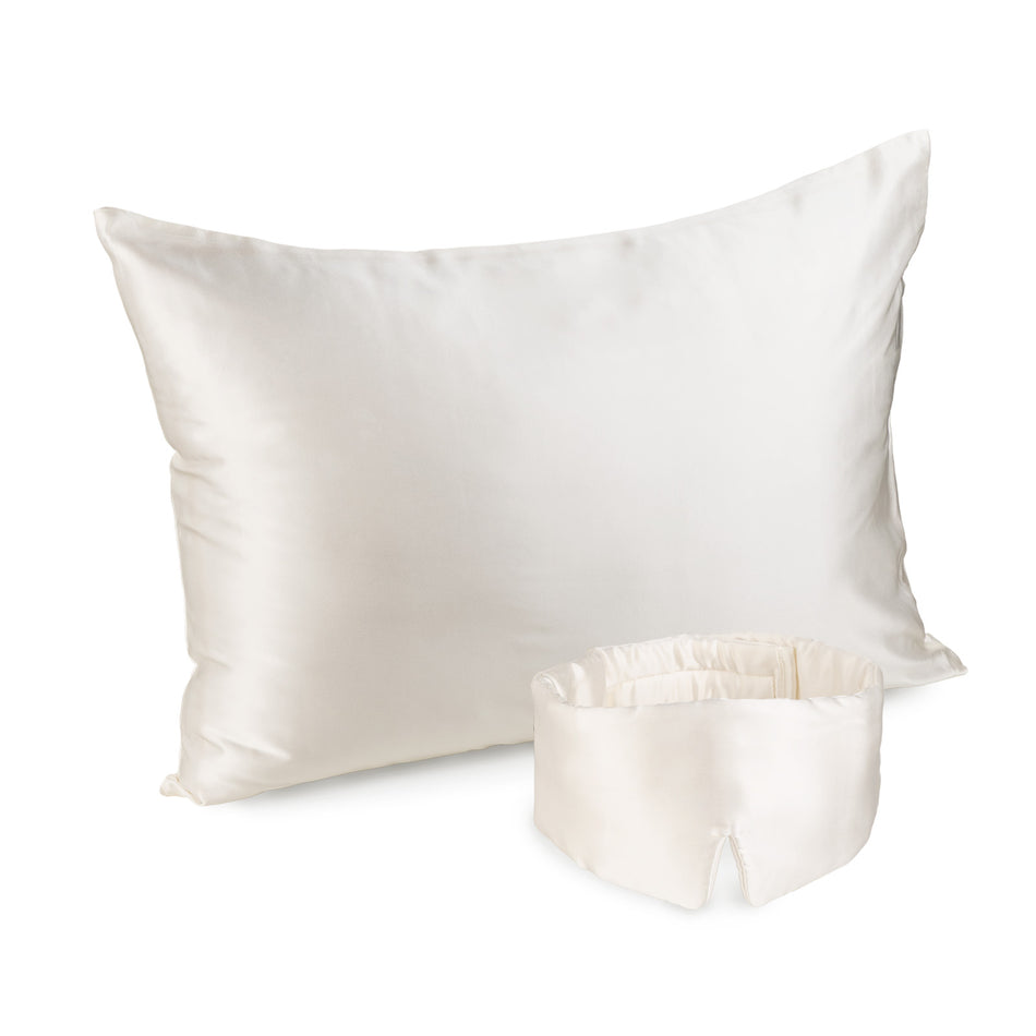 Zestaw jedwabnej maski na oczy do spania i poszewki na poduszkę Svilanit