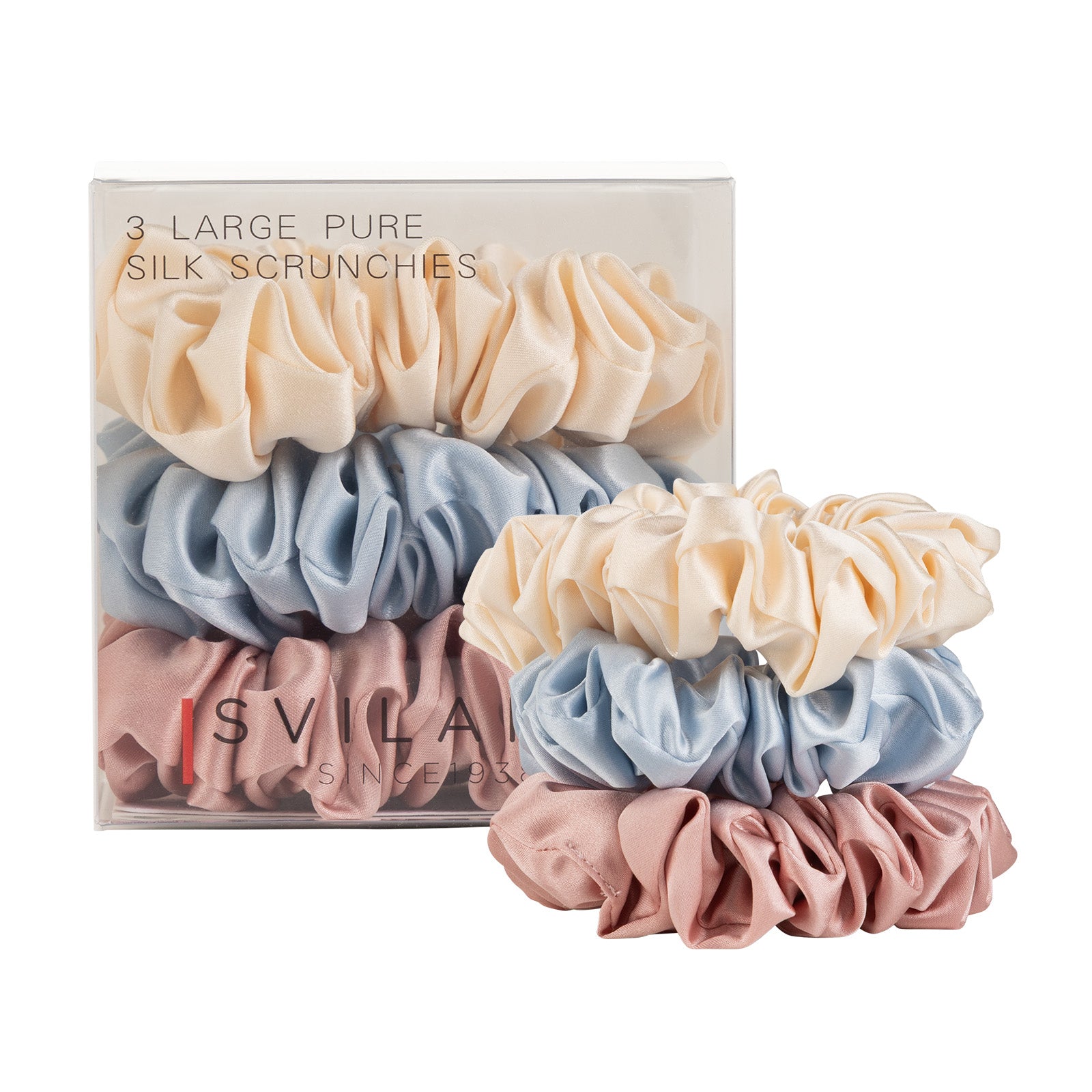 Svilanit zestaw trzech jedwabnych gumek do włosów z wysokiej jakości jedwabiu morwowego Pastel