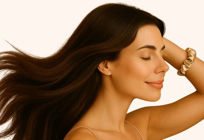 Lśniące, gładkie włosy bez puszenia.