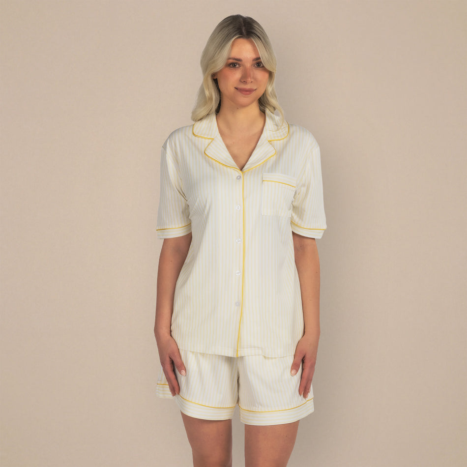 Svilanit piżama damska krótka Luméa Stripes, żółta