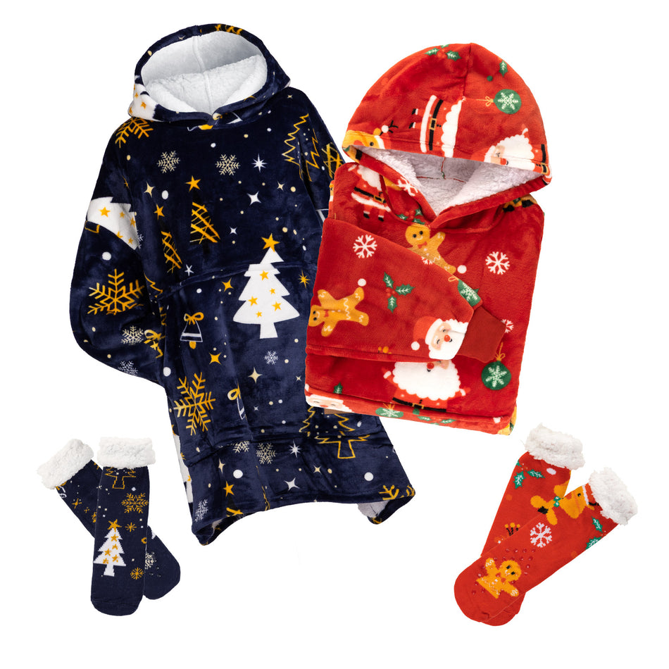 Zestaw 2 koców z kapturem Svilanit + prezent: skarpety