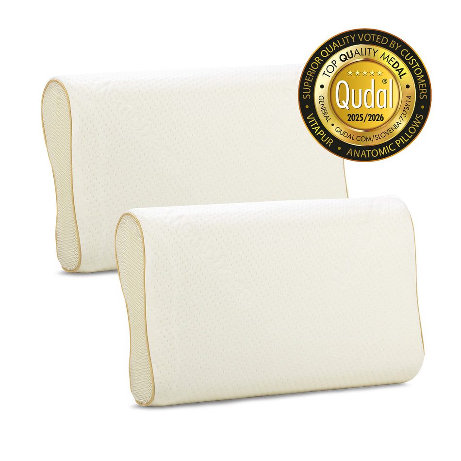 2 x anatomiczna poduszka z pianki memory MemoDream – 32 x 52 x 11,5/9,5 cm