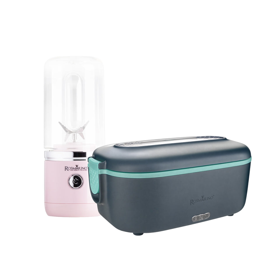 Zestaw podgrzewanego lunch boxa Rosmarino i przenośnego blendera Rosmarino NutriMax 2 GO (różowy)