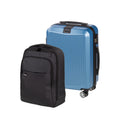 Zestaw walizki kabinowej Scandinavia Carbon (40 L, niebieska) i miejskiego plecaka Scandinavia Around (20 L)