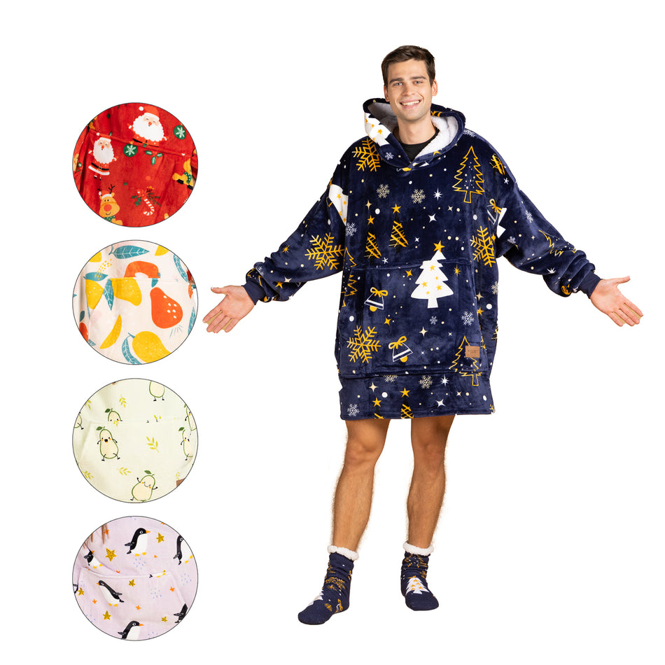 Koc z kapturem Svilanit + prezent: skarpety