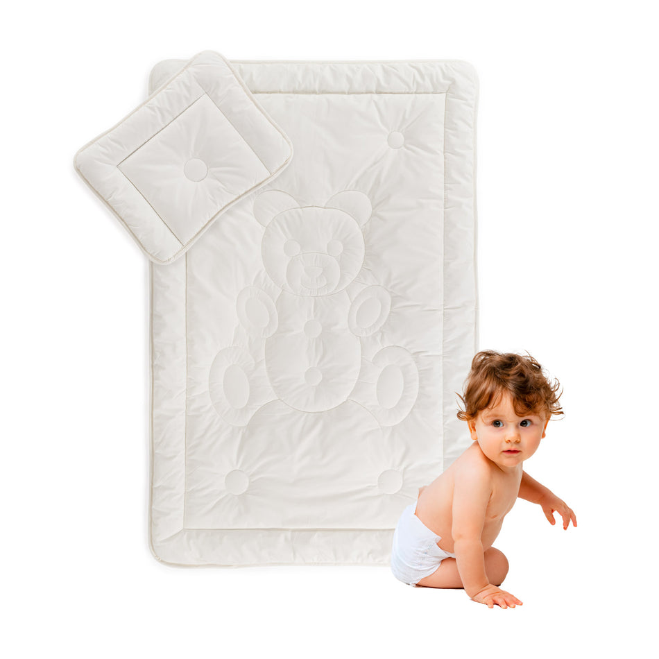 Zestaw kołdra i poduszka dla dzieci z włóknem bambusowym My First